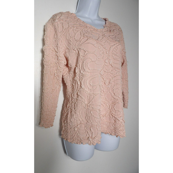 Haystacks Medium Fluence 3/4 Sleeve Surreal Textured Top Rose Quartz Light Pink - Picture 4 of 12